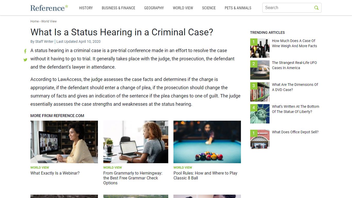What Is a Status Hearing in a Criminal Case? - Reference.com
