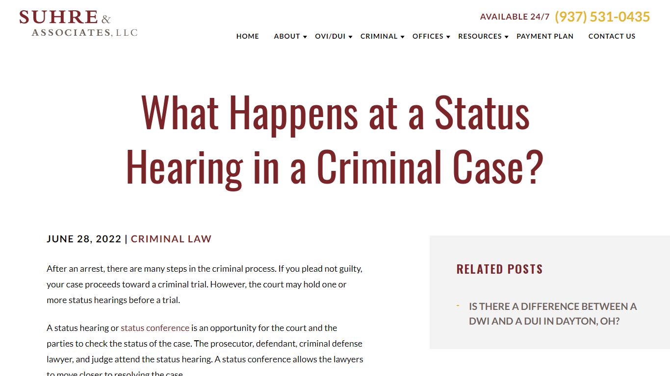 What Happens at a Status Hearing in a Criminal Case?